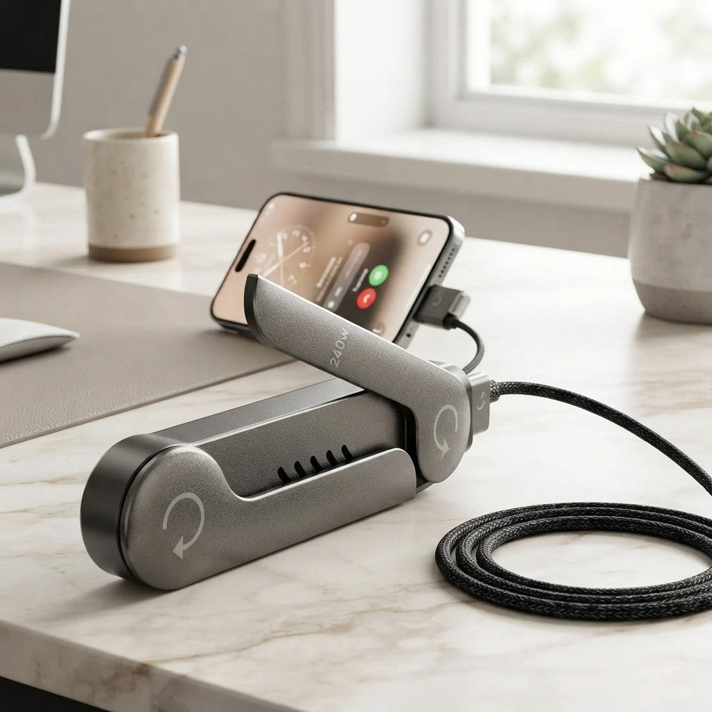 Faltbares Ladekabel mit integriertem Ständer
